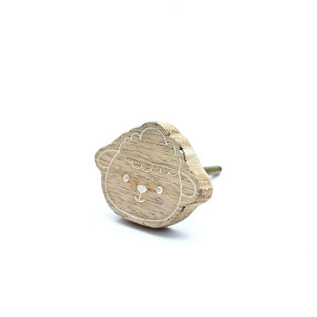 Kids Handmade Mango Wood Sheep Drawer Knob